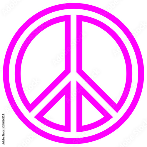 Peace symbol icon - purple simple outlined, isolated - vector