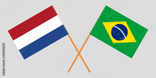 Brazil and Netherlands. The Brazilian and Netherlandish flags. Official proportion. Correct colors. Vector