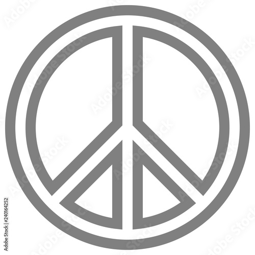 Peace symbol icon - medium gray simple outlined, isolated - vector