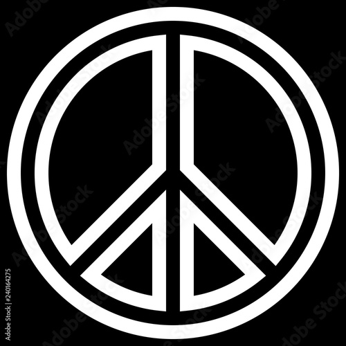 Peace symbol icon - white simple outlined, isolated - vector