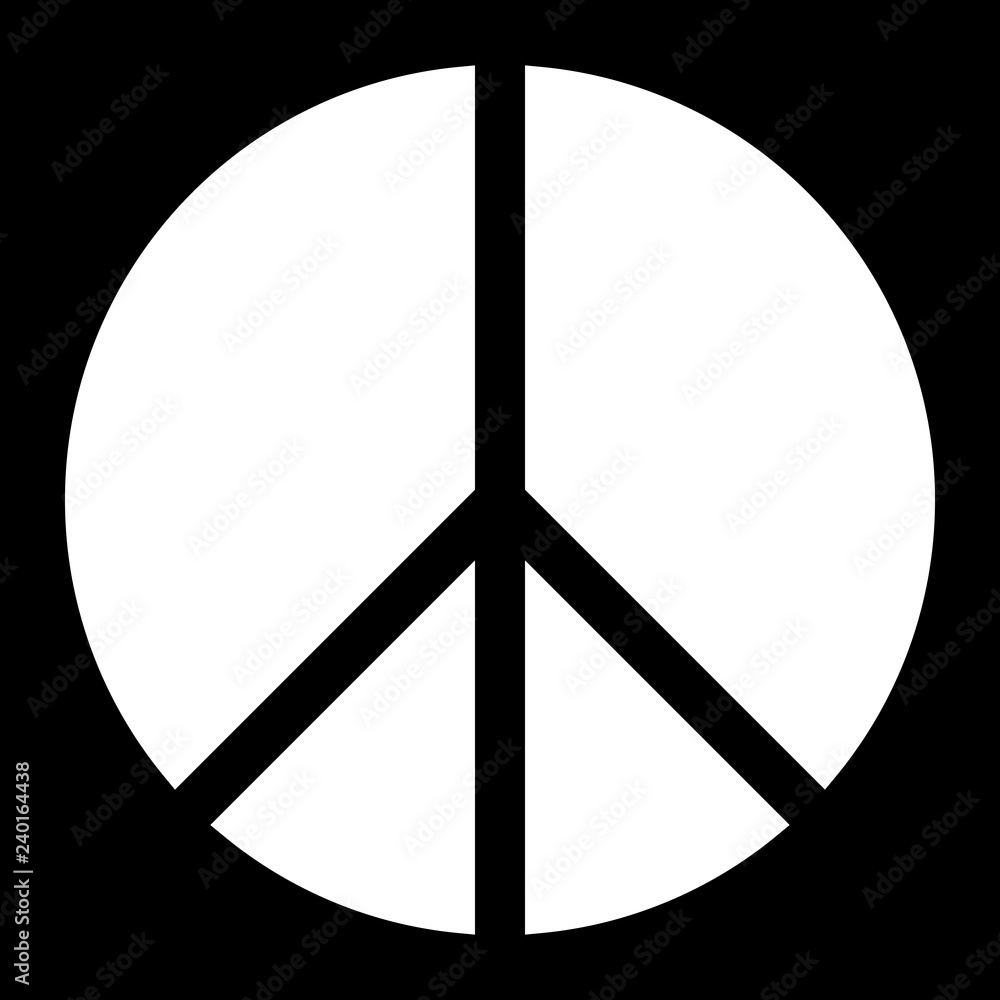 Peace symbol icon - white simple, segmented shapes, isolated - vector Peace symbol icon - white simple, segmented shapes, isolated - vector
