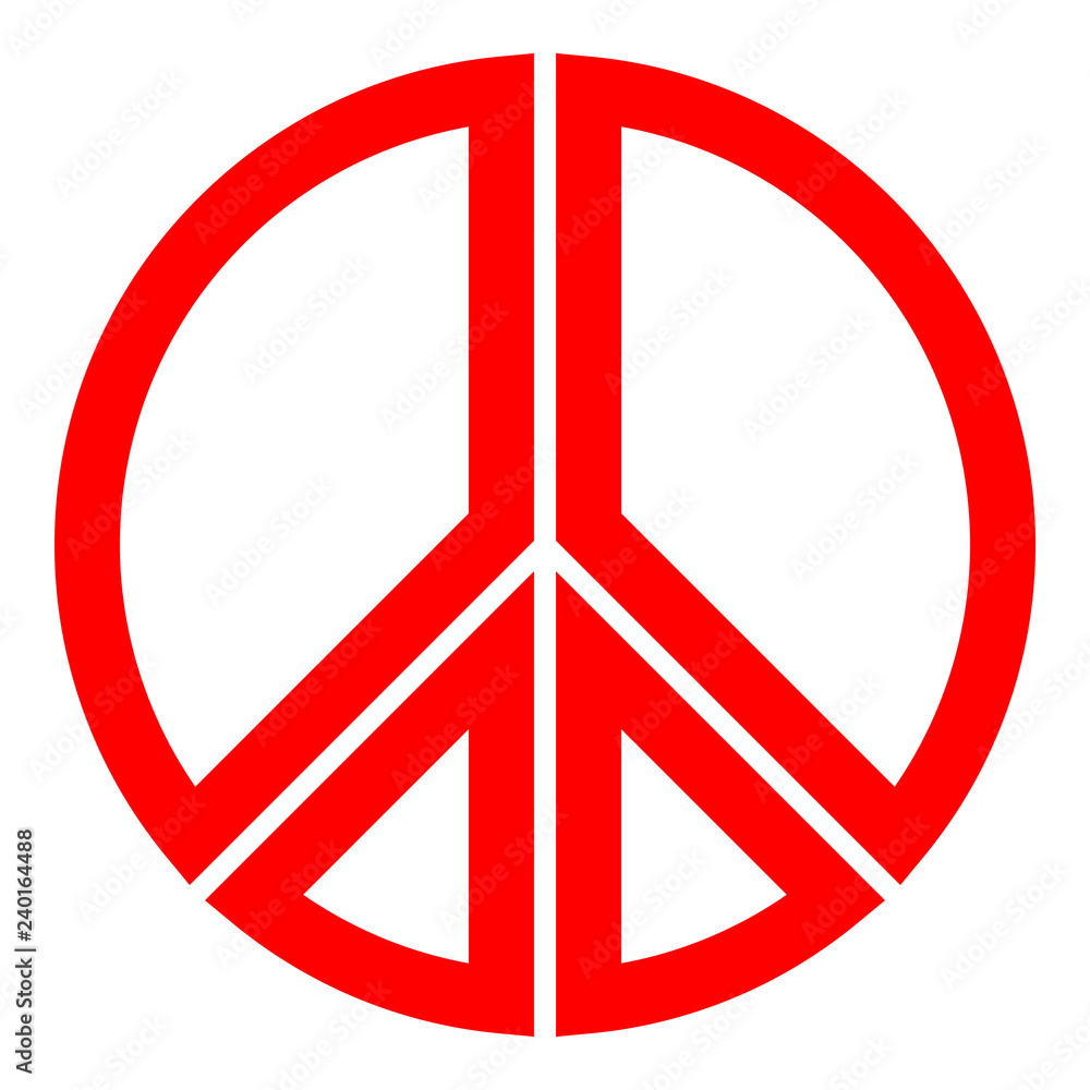 Peace symbol icon - red simple, segmented outlined shapes, isolated - vector Peace symbol icon - red simple, segmented outlined shapes, isolated - vector