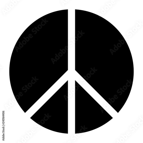 Peace symbol icon - black simple, segmented shapes, isolated - vector