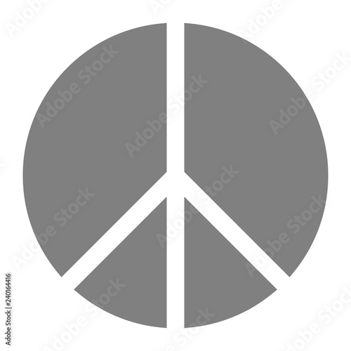 Peace symbol icon - medium gray simple, segmented shapes, isolated - vector