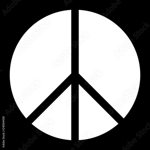 Peace symbol icon - white simple, segmented shapes, isolated - vector