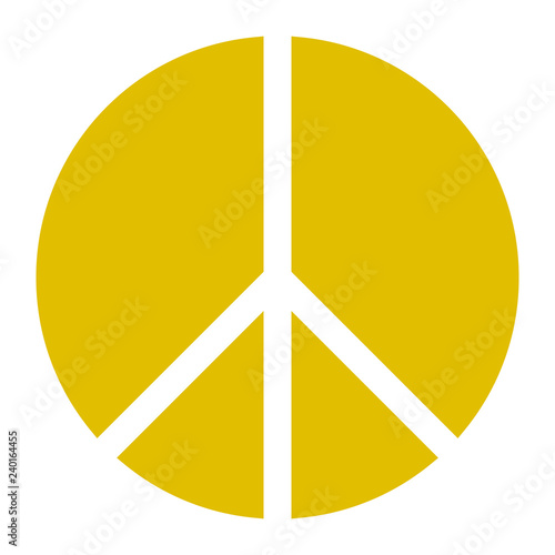 Peace symbol icon - golden simple, segmented shapes, isolated - vector