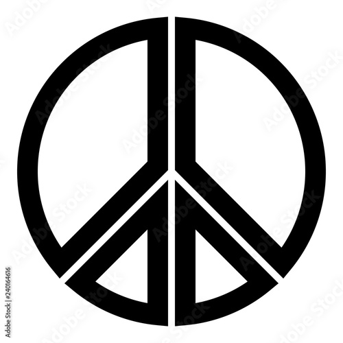 Peace symbol icon - black simple, segmented outlined shapes, isolated - vector
