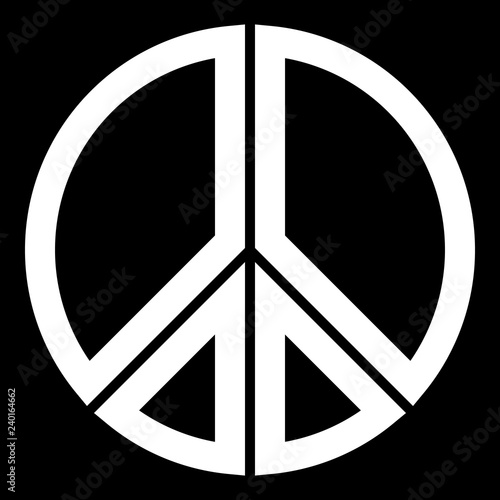 Peace symbol icon - white simple, segmented outlined shapes, isolated - vector