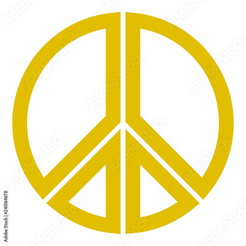 Peace symbol icon - golden simple, segmented outlined shapes, isolated - vector