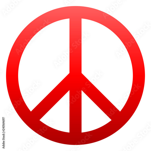 Peace symbol icon - red simple gradient, isolated - vector