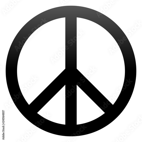Peace symbol icon - black simple gradient, isolated - vector