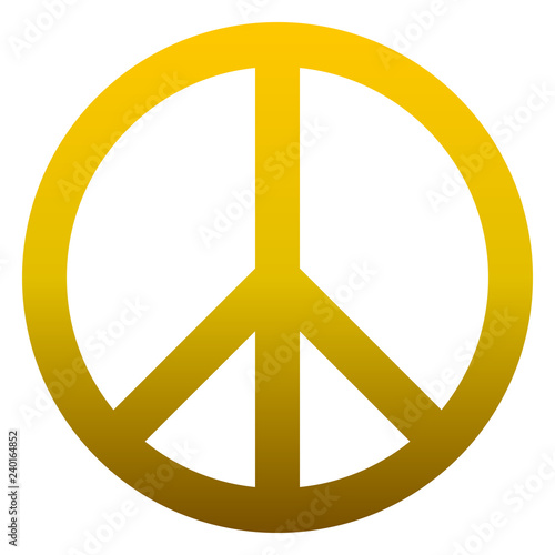 Peace symbol icon - golden simple gradient, isolated - vector