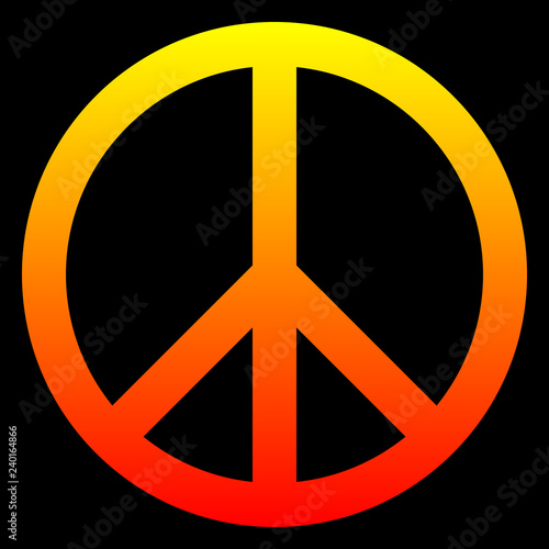 Peace symbol icon - yellow orange red simple gradient, warm light, isolated - vector