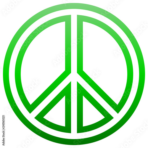Peace symbol icon - green simple outlined gradient, isolated - vector