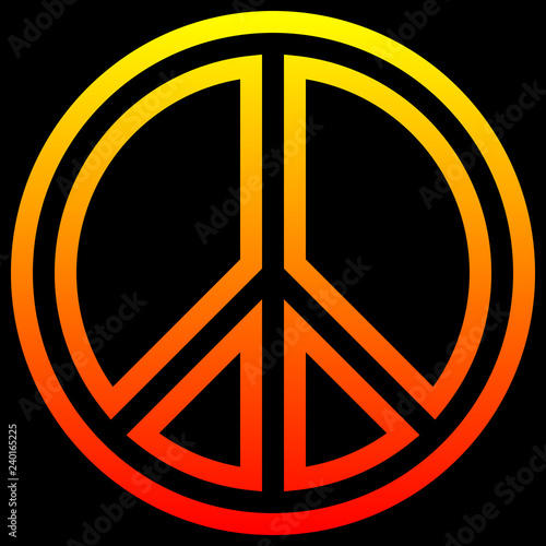 Peace symbol icon - yellow orange red simple outlined gradient, warm light, isolated - vector