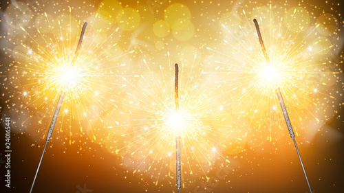 sparklers on a golden background