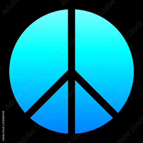 Peace symbol icon - cyan blue simple gradient, cold light, segmented shapes, isolated - vector