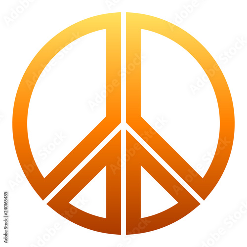 Peace symbol icon - orange simple gradient, segmented outlined shapes, isolated - vector