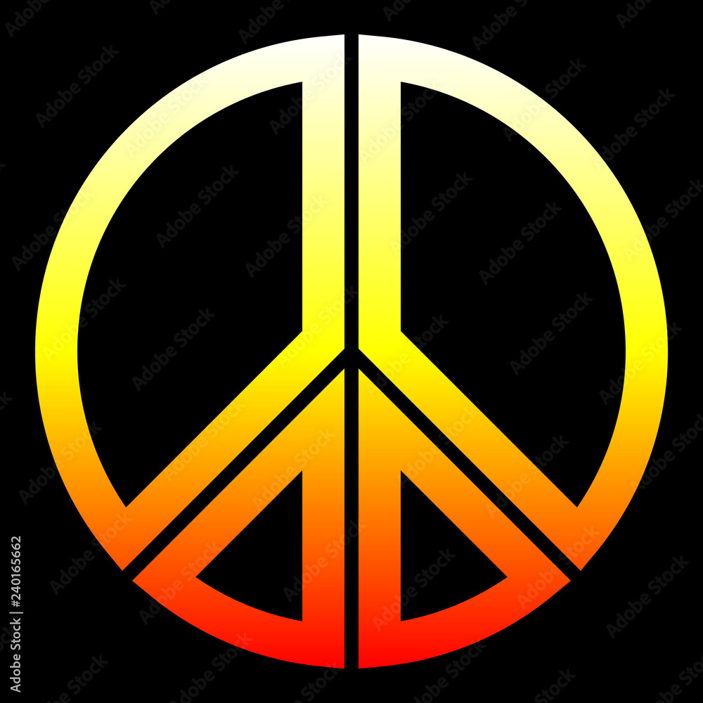 Peace symbol icon - white yellow orange red simple gradient, warm light, segmented outlined shapes, isolated - vector Peace symbol icon - white yellow orange red simple gradient, warm light, segmented outlined shapes, isolated - vector