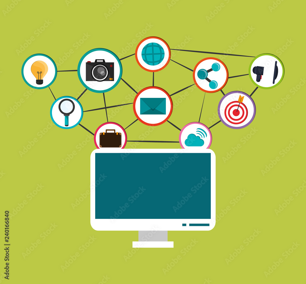 digital social network communication related icons image digital social network communication related icons image
