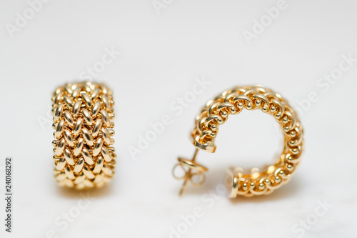 yellow gold hoop earrings - Image