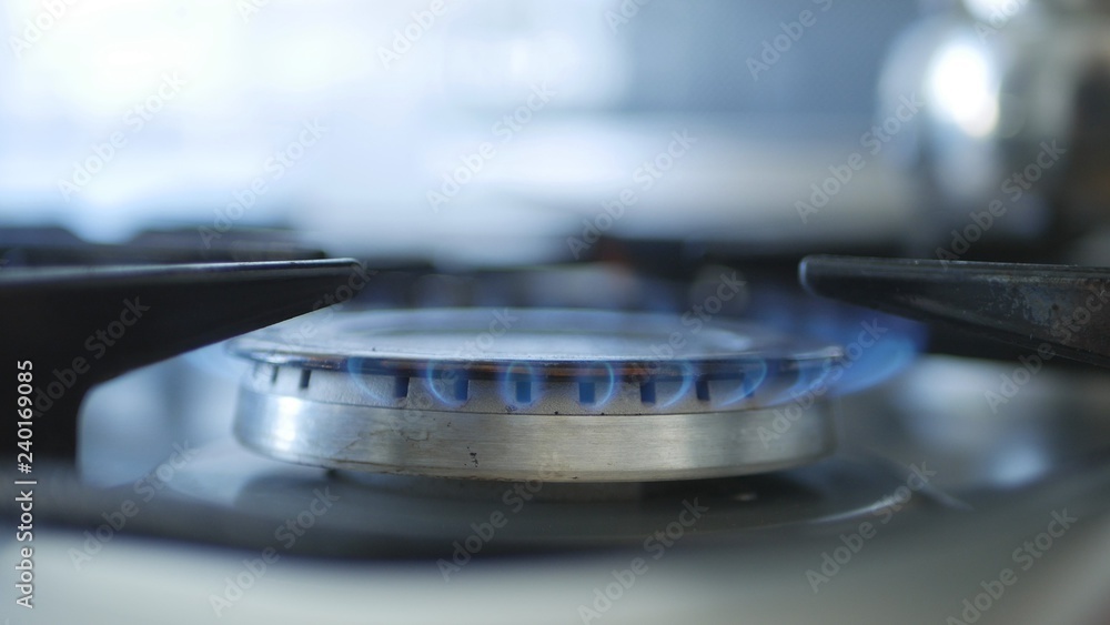 Open Fire on a Calor Gas in a Home Kitchen