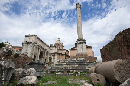 A church in Roman ruins, Rome / Italy