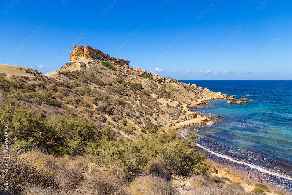 Manicata, Malta. Ghajn Tuffieha Bay beach, also known as Riviera Beach