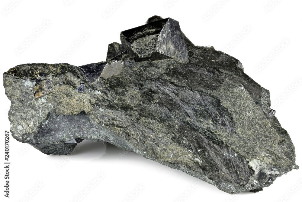 Ταπετσαρία magnetite from Rumpersdorf, Austria isolated on white background