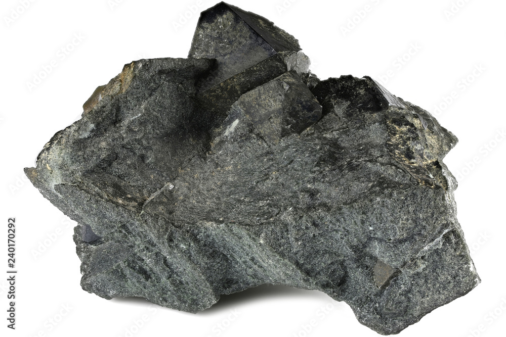 Ταπετσαρία magnetite from Rumpersdorf, Austria isolated on white background