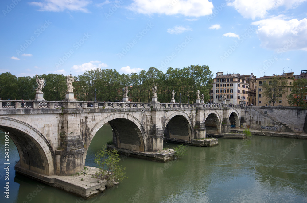 Rome / Italy - April 24 /2015: View of Ponte Sant'Angelo