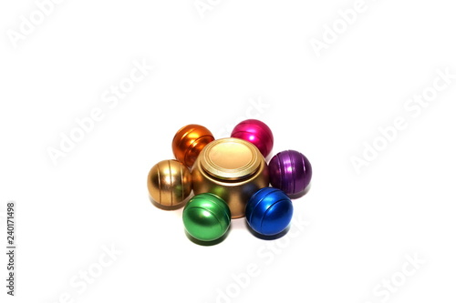 Metallic fidget spiner isolated on white background