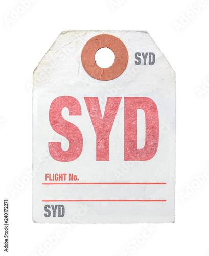 Canvas Print Retro Sydney Airport Luggage Tag