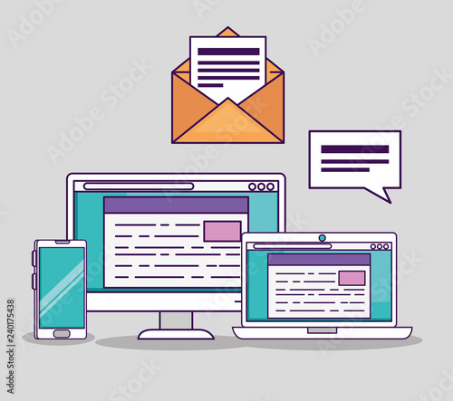 smartphone with computer and laptop education document