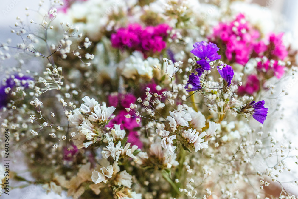 bouquet of dried flowers Limonium white and multicolored statica bouquet of dried flowers Limonium white and multicolored statica