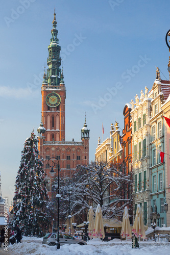 Pomorskie region, Poland - December, 2010: Dlugi Targ street and Town Hall in Gdansk photo
