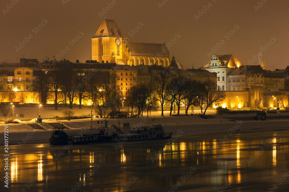 Fototapeta premium Torun city and Wisla river, Poland