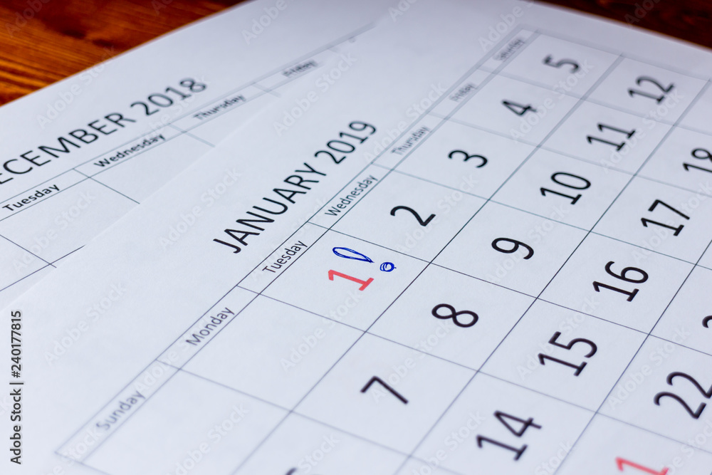 Exclamation mark at first day on January 2019 Exclamation mark at first day on January 2019