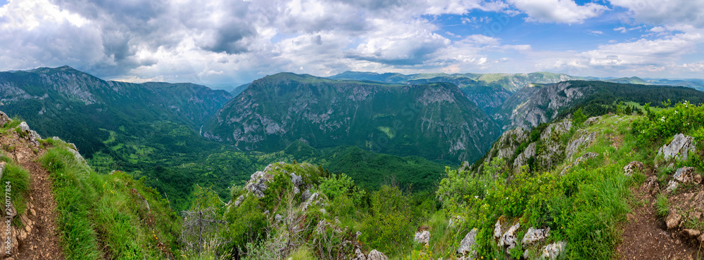 The picturesque panorama of the canyon of the river Tara in Montenegro.