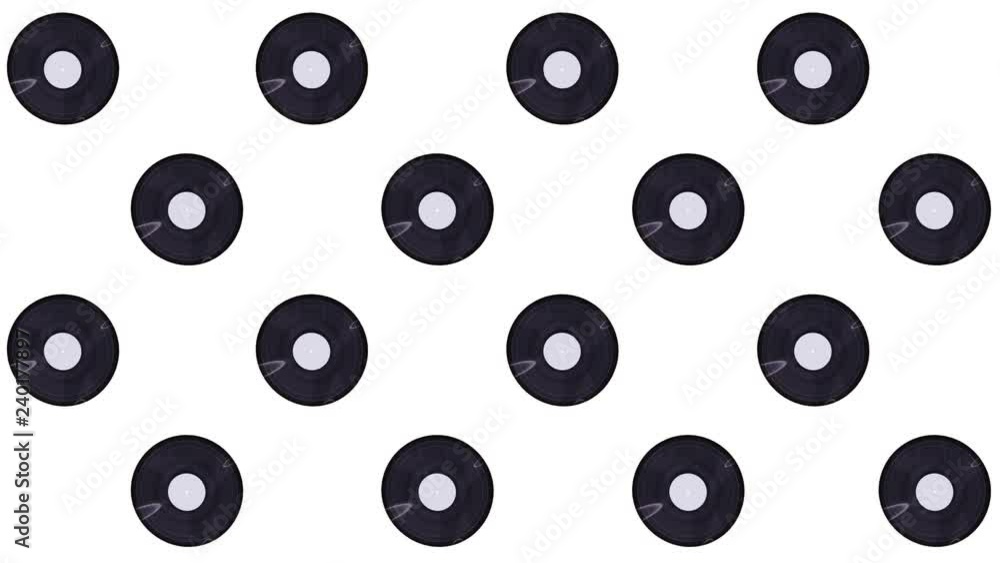 Vinyl records flip horizontally to the right, seamlessly Vinyl records flip horizontally to the right, seamlessly