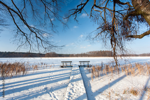 Frozen lake, Masuria Region, Poland