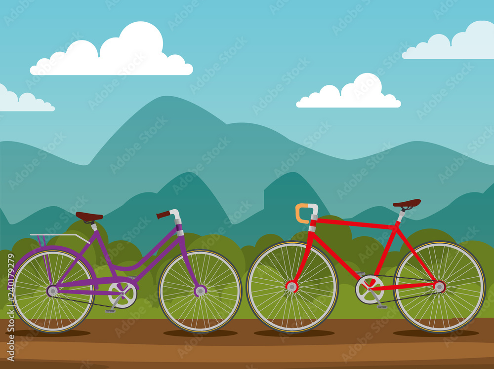 Fototapeta premium bicycles design transport with wheel and chain
