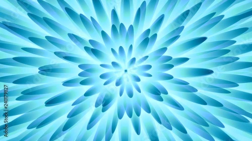 Caleidoscopio floral fractal en tonos azules que brota y gira photo