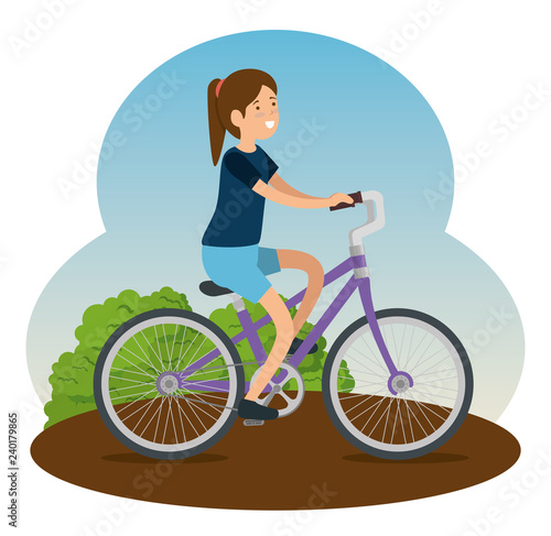 woman ride bicycle vehicle to do exercise