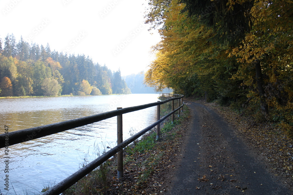 Pathway on shore of Vltava river between Hluboká nad Vltavou and Purkarec, Czech republic Pathway on shore of Vltava river between Hluboká nad Vltavou and Purkarec, Czech republic