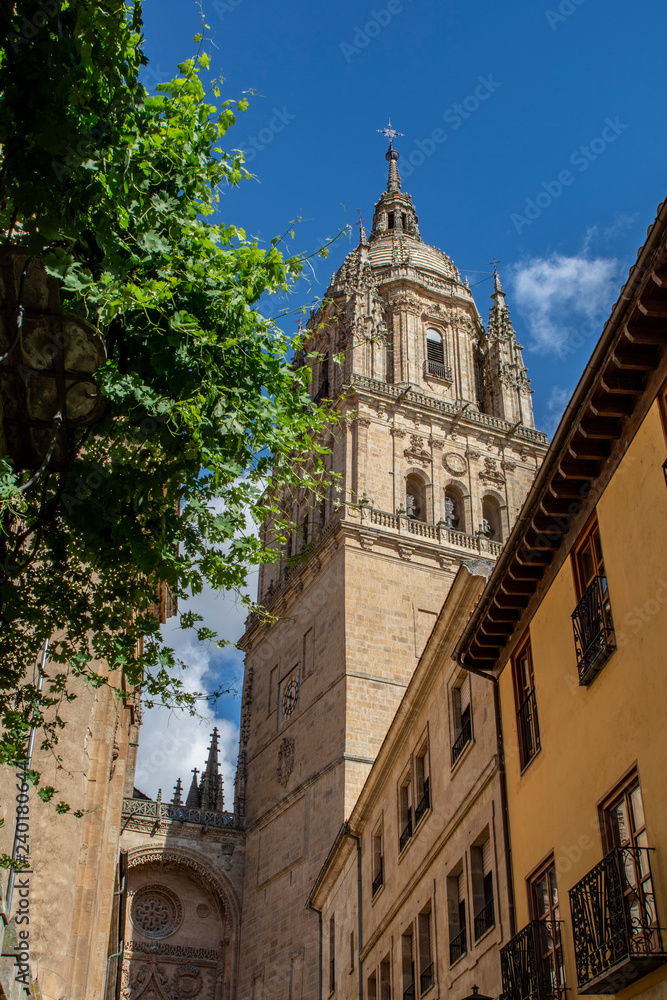  Tower of the cathedral of Salamanca in the historic center of the city