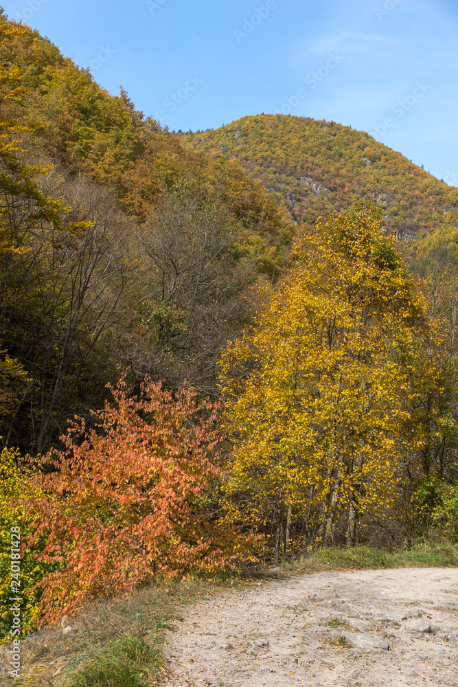Autumn view of Ecotrail Struilitsa and Devin River gorge, Smolyan Region, Bulgaria