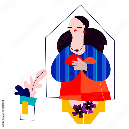 Illustration of a Female Interior Designer with decorative element