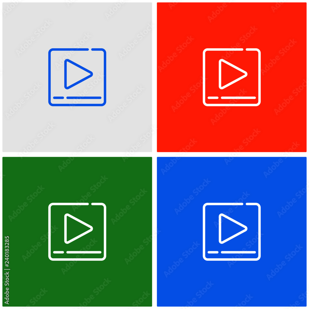 video player outline flat icon, material design color, vector illustration video player outline flat icon, material design color, vector illustration