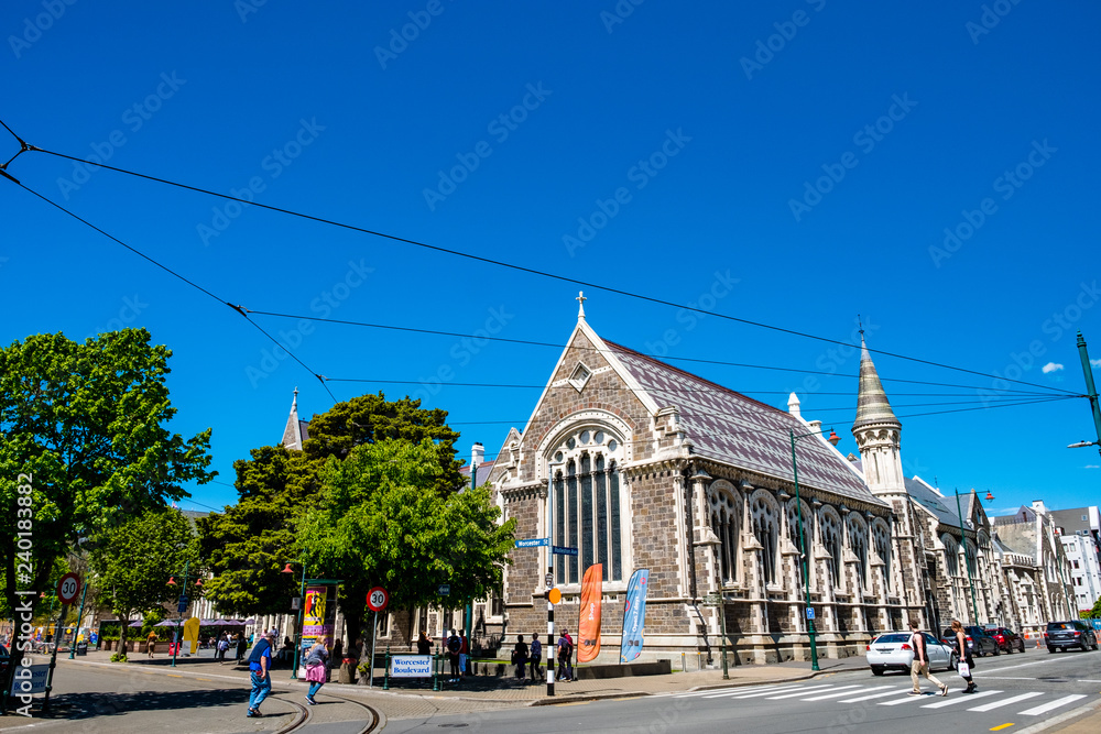 2018 Nov 3rd, New Zealand, Christchurch, View of the city center and people doing there activities in the town.